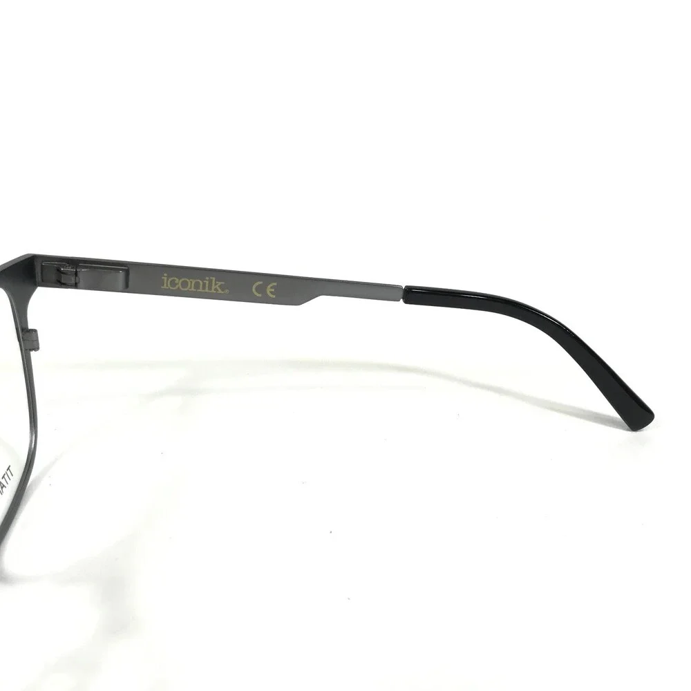 Iconik Eyeglasses Frames George C02 Black Grey Square Full Rim 51-20-140